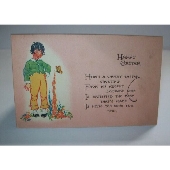 Easter Postcard Cheery Greetings Butterfly Series 68 E Original Unused Vintage - Picture 4 of 5